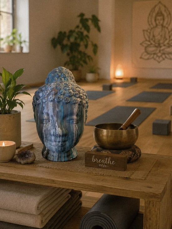 Hand Crafted Other - HANDCRAFTED Upcycled Buddah Head HANDPAINTED Tabletop Art Decor